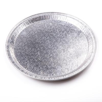 China Hot selling high quality custom printed embossing pan 12 inch flat serving trays disposable round aluminum foil platter for food for sale