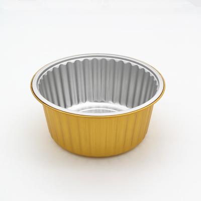 Chine Drop shipping oven safe tin food packaging tray set folding edge round bowl 1370ml deep gold round foil pans with cover à vendre