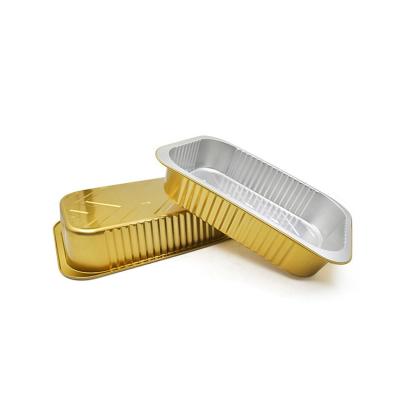 China Christmas Hot Sale Open Flame Oven Safe Foil Takeaway Container Gold Baking Aluminium Foil Container Tray For F for sale