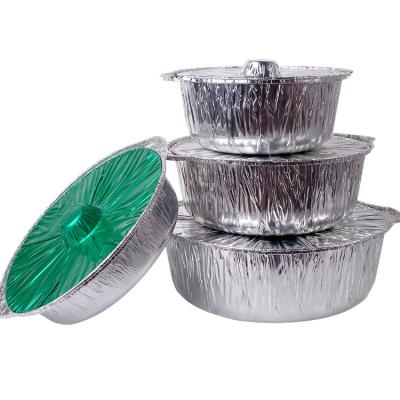 Китай Custom Hot Food Bowls 1000ml Waterproof Outdoor Baking Cooking Green Disposable Foil Container Foil Hot Pots With Lids продается