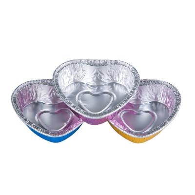 China Microwave and refrigerator 100ml retortable disposable pudding container food use heart shape aluminium foil mini cupcake pan zu verkaufen