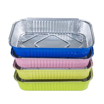 China Wholesale Microwavable Rectangular Aluminium Foil Pan Colored Party Use Tin Pan Food Packaging Aluminum Foil Disposabl en venta