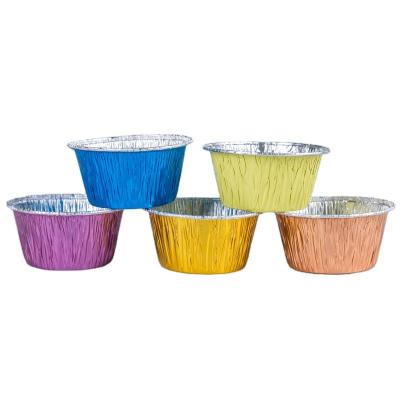 Chine Wholesale colorful 105ml aluminium foil cupcake cup round mini aluminum foil muffin cake tray with lid for party à vendre