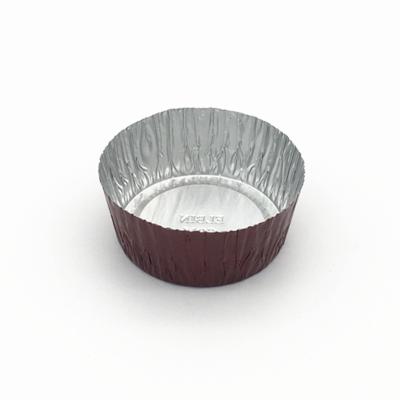 China Durable customised mixed colourful 80ml disposable food grade aluminum foil baking cake cups round small aluminum baking trays for sale