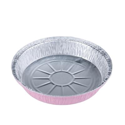 China Kitchen Use Cooking Frozen Barbecue Colored Disposable Round Foil Container For Food Packagi en venta