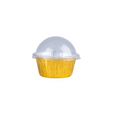 China Party Use 105ml Disposable Foil Cupcake Cup Round Foil Container Round Bakeware For Weddings for sale