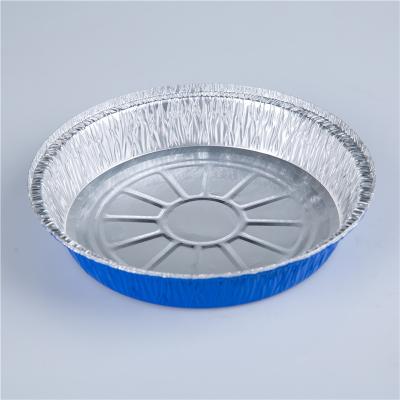 中国 Food grade half size portable food storage containers 9 inch color 1200ml round disposable aluminum foil dish for cooking 販売のため