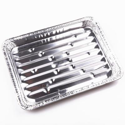 China Durable 1300ml Food Grade Perforated Baking Foil Trays Oven Roast Chicken Disposable Large Grill Foil Roast à venda