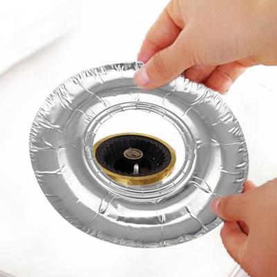 China Hot Sale Silver Round Anti Splatter Disposable Aluminum Foil Gas Stove Mat Protector Burner Bib Liner Covers For Kitchen Use en venta