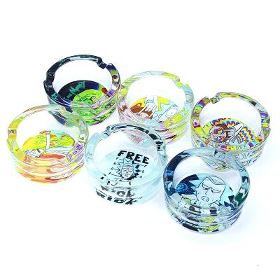 China Ashtray Round Custom Backwoods Logo Crystal Glass Lead Glow in the Dark Cigarette Cigar Ashtray Smoking Ash Tray for sale