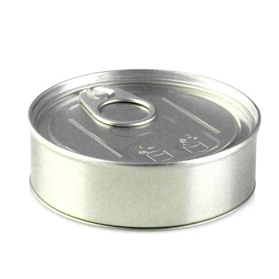 China Seal Ring Pull 100ml Herb Container Pull Ring Small 3.5g Self Seal Tuna Tin Pressitin Can Custom Tin Stickers for sale