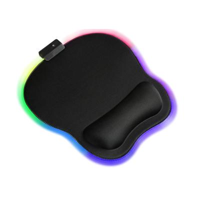 China With Custom Non-slip Base Cloth Lycra RGB Cycle Static Breathing Static Breathing Ergonomic Mouse Pad With Wrist Support for sale