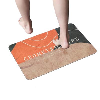 China New Custom Material Bathroom Mat Quick Drying Diatomaceous Earth Soft Absorbent Non-slip Bath Mat Washable for sale