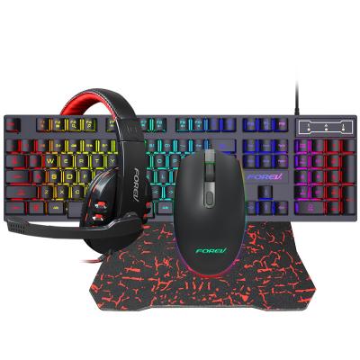 China Waterproof All In 1 PC Gamer Bundle Wired RGB Backlit Gaming Keyboard Mouse And Mousepad Headset Combo for sale