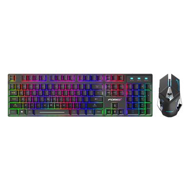 China Waterproof Rainbow Gaming LED Backlit Keyboard and 104 Key Anti-ghosting Wireless Mechanical Gaming Mouse Combo for sale