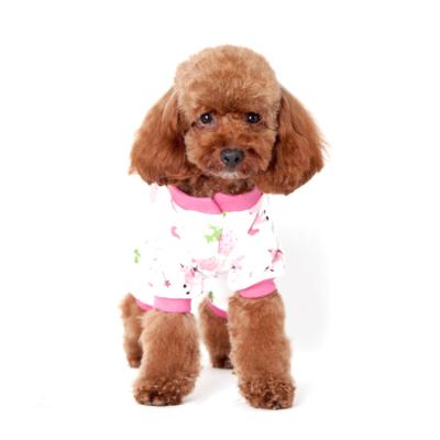 China Viable Most Popular Solid Color Cotton Stretch Dog Pajamas Bow Tie Pajamas Loungewear Dog Clothes for sale