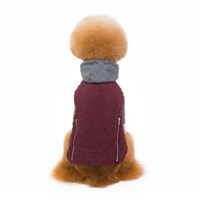 China Custom Viable Winter Pet Colorful Hooded Cotton Dog Clothes New Pet Cotton Jacket With Zipper Design for sale