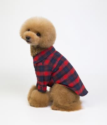 China Viable Newest Plaid Teddy Dog Shirt Japanese Female Korean Style Biped Shirt Design With Pull Holes Outlets for sale