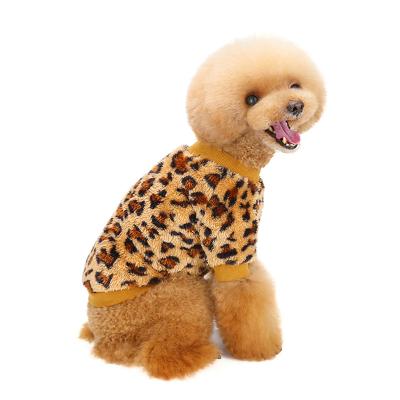 China Sustainable Leopard Print Customization Round Neck Flocked Fleece Dog Clothes for sale