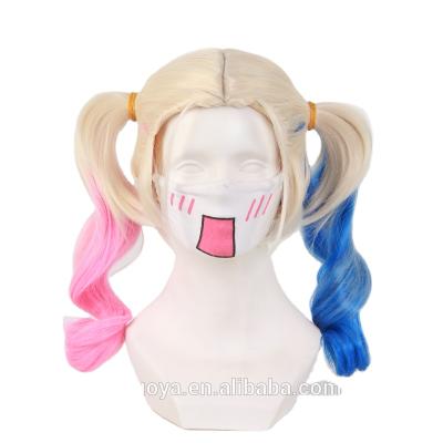 China Elastic Squad Harley Quinn Blue and Pink Wig 405C Suicide Lace Front Wig Adult Women Christmas Cosplay Wig for sale