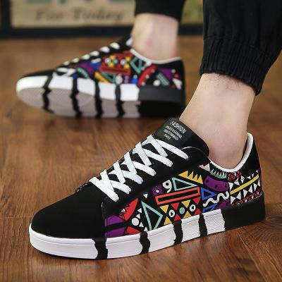 China Wholesale High Quality Walking Shoes Factory Tops Lace Up Printed Casual Canvas Shoes For Men for sale