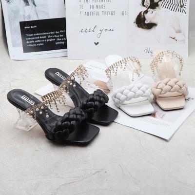 China 2022 Fashion Trend New Summer Ladies Adjust Toe Sexy Casual Women Designer Fashion Pumps High Heels Shoes Rhinestone Pearl Heeled Sandals for sale