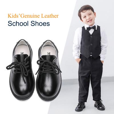 China Wholesale Comfortable Quality Kids Boys Formal Dress Oxfords Black Genuine Leather Casual Kids Black Suitable Kids Round Back To School Shoes for sale