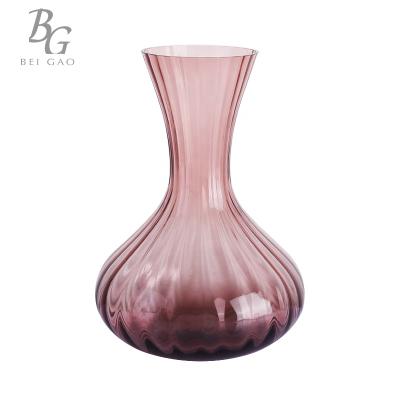 China 2.0L Restaurant Handcrafted Purple Ribbed Jug/Decanter for sale