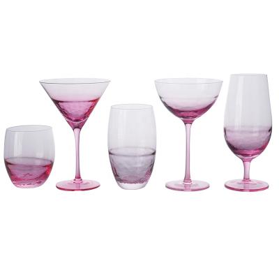 China 2020 New Restaurant Products Decorative Pink Tumbler Martini Wine Glass Set for sale