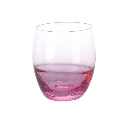 China Restaurant Factory Wholesale Pink Color Stemless Rose Wine Glasses for sale