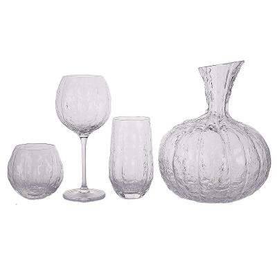 China Sustainable Pumpkin Shape Wine Glass Ball Tumbler Tumbler Lead Free Decanter Crystal Glass Top Set for sale