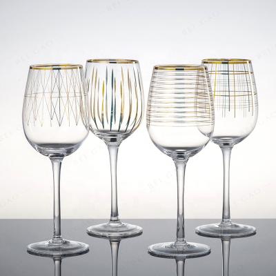 China Wholesale Gold Modern Rim Wine Glass Set Golden Crystal Wine Glasses for sale