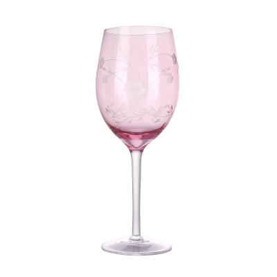 China Restaurant Rose Sprayed and Cutting Luxury Colored Wine Glass Wine Glasses for sale