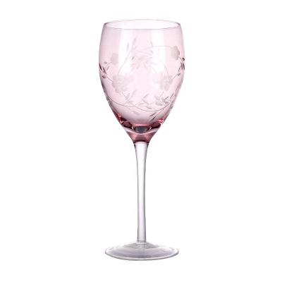 China Restaurant Rose Sprayed and Cutting Luxury Colored Wine Glass Wine Glasses for sale