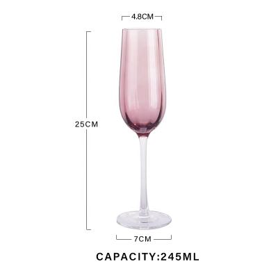 China Ribbed Striped Flute Champagne Purple Champagne Glasses Ribbed Striped Flute Champagne Glass for sale