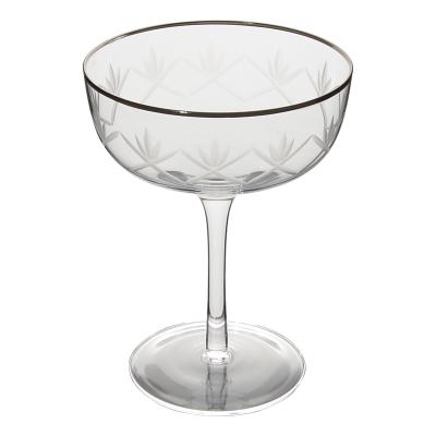 China Restaurant High Quality Tall Thick Stem Wedding Glass Wine Mug With Gold Rim for sale