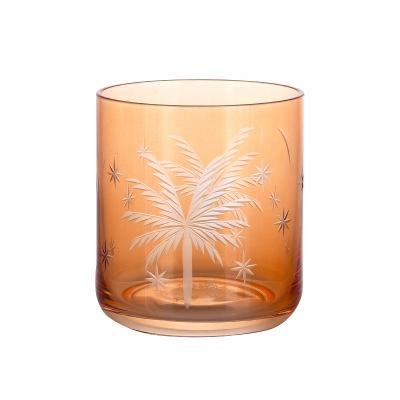 China Restaurant Spray Painting Orange Color With Cup Designs Tumbler Water Glass for sale