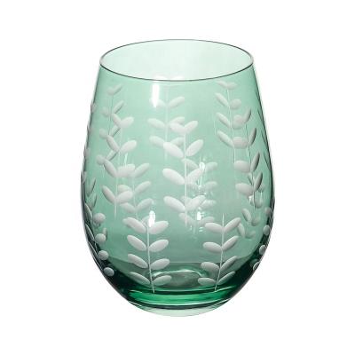 China Mid Century Modern Stemless 530ml Sublimation Edge Crystal Wine Glass for sale