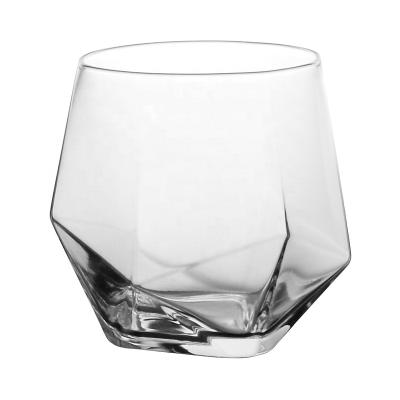 China Restaurant Crystal Glassware Hand Blown Diamond Shape Wine Glass Tumbler for sale