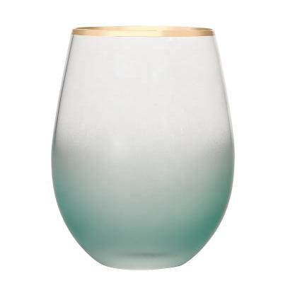 China Restaurant Unique Luxury Custom Fancy Custom Stemless Crystal Wine Glass for sale