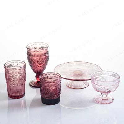 China Hot Selling Restaurant Machine Pressed Dinner Sets Multi Colored Glassware for sale