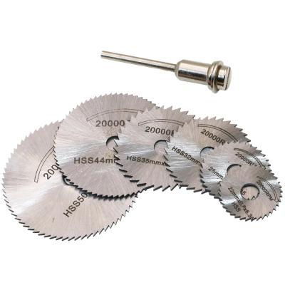 China HSS 7pcs Set Mini Hss Cutting Disc Rotating Drilling Tool Plastic Wood Aluminum Accessories Circular Saw Blade for sale