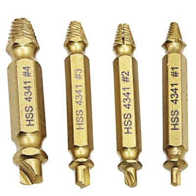 China 4pcs/set Metal Drilling Damaged Screw Extractor Set Drill Bits Easily Pull Out Demolition Tools Stripped Broken Screw Bolt Remover Extractor for sale