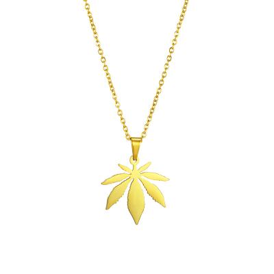 China FASHIONABLE Leaf Choker Maple Leaf Choker Women Men Stainless Steel Engagement Jewelry Pendant Necklace for sale