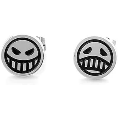 China Unhappy Happy Punk Smiley Face Anime Stud Earring Cosplay Accessory for sale