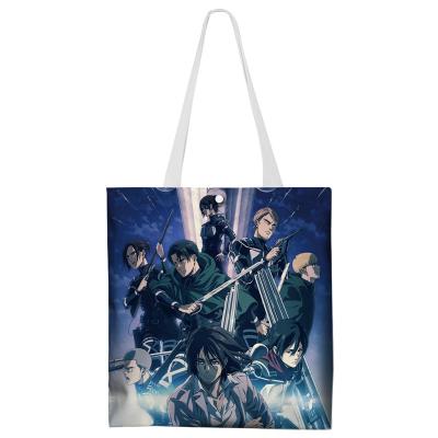 China Anime Anime Game Bag Attack On Titan Shoulder Bag Attack On Titan Cotton Canvas Custom Print for sale