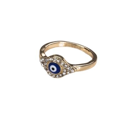 China CLASSIC Men Women Lucky Eye Gold Evil Eye Ring Turkish Crystal Ring For Fashion Jewelry for sale