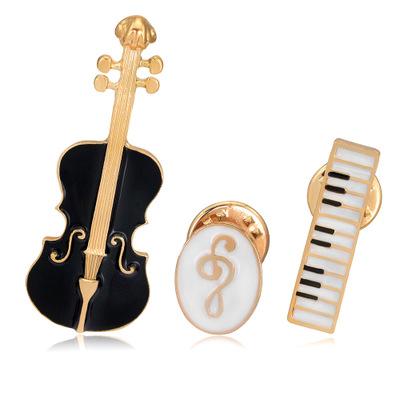 China Series Stylish Brooch Oil Drop Alloy Combination Instrument Keyboard Music Violin Unisex Wild Brooch Set for sale