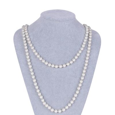 China CLASSIC 120 cm Pearl Necklace 8mm Long Pearl Necklace Wholesale Pearl Necklace for sale