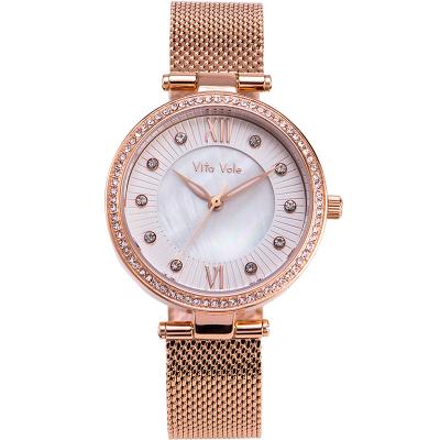 China Women Girl Vintage Fashion Diamond Crystal Gold Strap Stainless Steel Wristwatch Wristwatches Femininity Water Resistant for sale